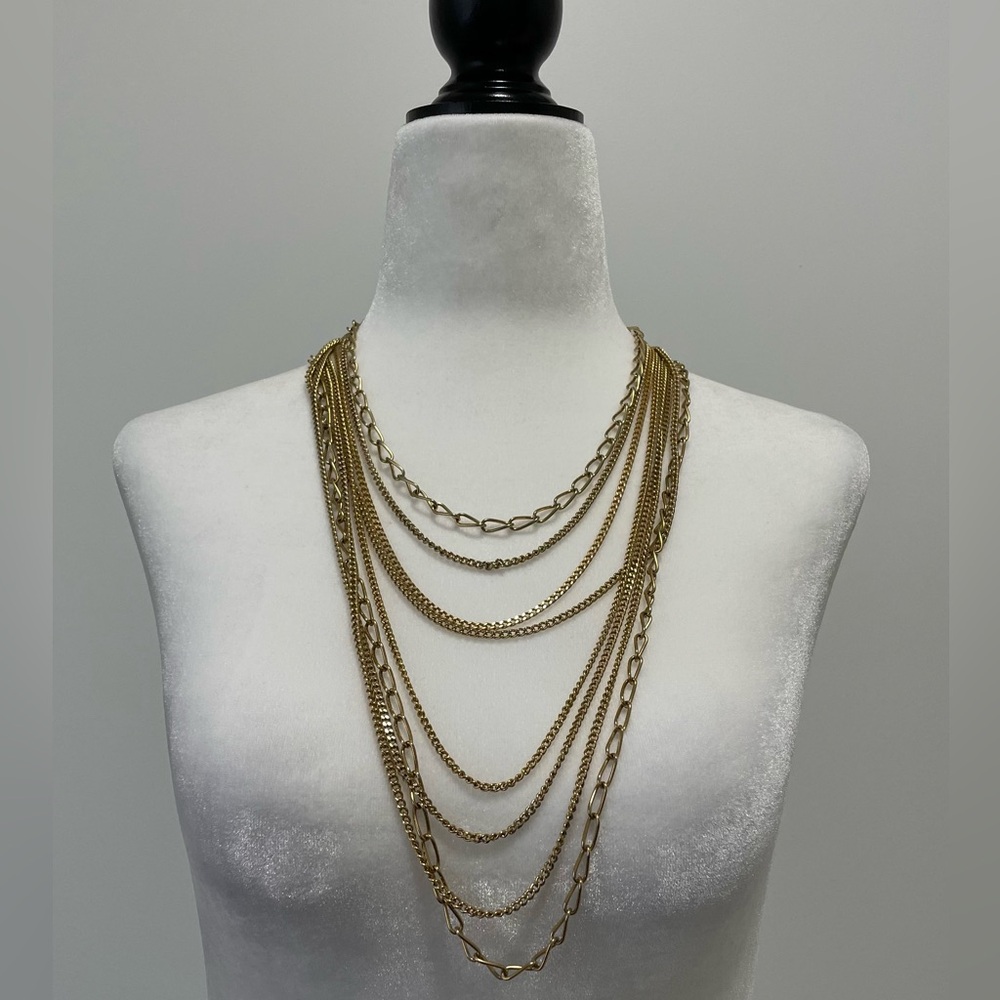 Vintage Gold Tone Layered Necklace